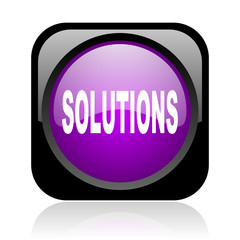 solutions black and violet square web glossy icon