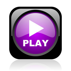 play black and violet square web glossy icon