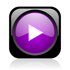 play black and violet square web glossy icon