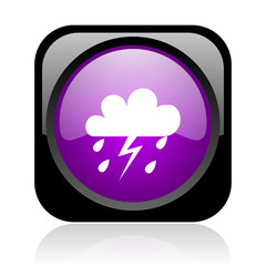 weather forecast black and violet square web glossy icon