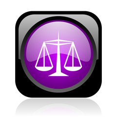 justice black and violet square web glossy icon