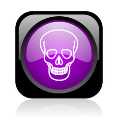skull black and violet square web glossy icon