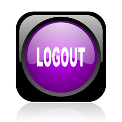 logout black and violet square web glossy icon