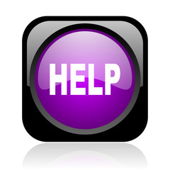 help black and violet square web glossy icon