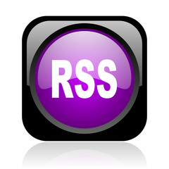 rss black and violet square web glossy icon