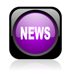 news black and violet square web glossy icon