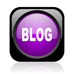 blog black and violet square web glossy icon