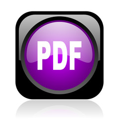 pdf black and violet square web glossy icon