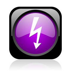 lightning black and violet square web glossy icon