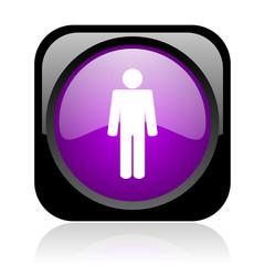 man black and violet square web glossy icon