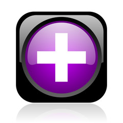 Obraz premium emergency black and violet square web glossy icon
