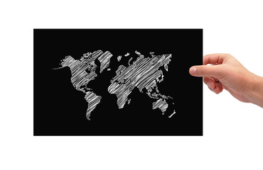 black poster with map