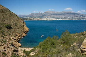 Fototapeta na wymiar Recreational boats in Altea bay