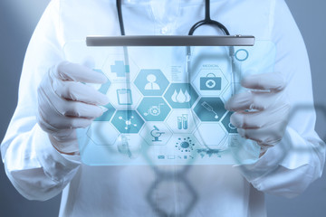 Medicine doctor working with modern computer interface