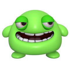 3d cartoon cute green monster