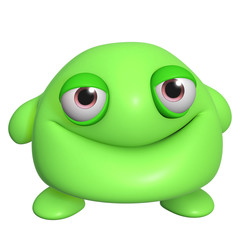 3d cartoon cute green monster