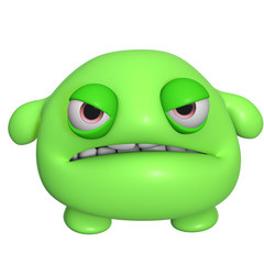 3d cartoon cute green monster
