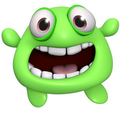3d cartoon cute green monster