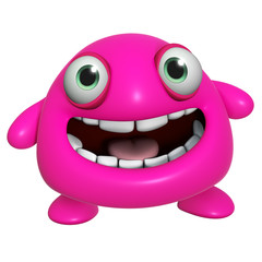 3d cartoon cute pink monster