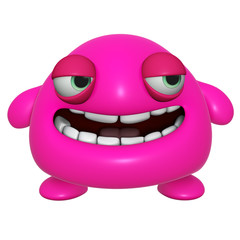 3d cartoon cute pink monster