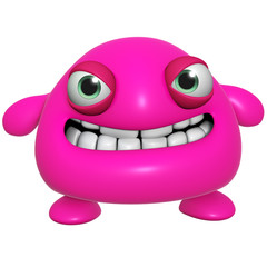 Fototapeta na wymiar 3d cartoon cute pink monster