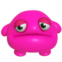 3d cartoon cute pink monster