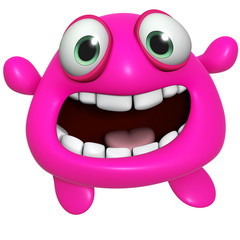 3d cartoon cute pink monster