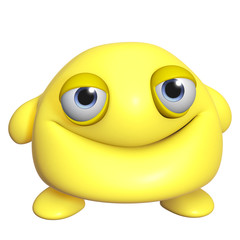 3d cartoon cute yellow monster