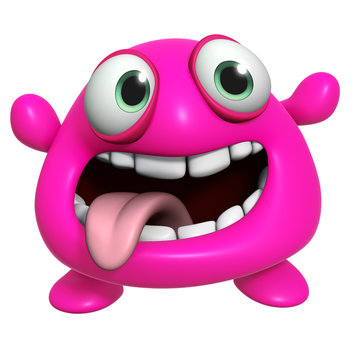 3d cartoon crazy pink monster