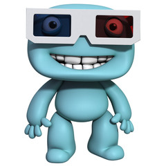 3d cartoon cute man with glasses