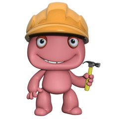 Fototapeta premium 3d cartoon cute builder with helmet
