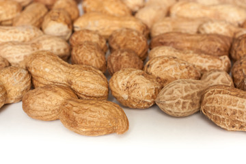 Peanuts on a white background