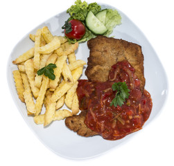 Schnitzel with Sauce (on white)