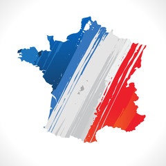 Naklejka premium mapa Francji i francuskiej flagi
