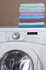 colorful towels on washing machine