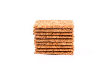 Wholesome biscuits with cereal isolated on white.