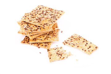Wholesome biscuits with cereal isolated on white.