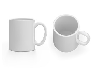 White cup on white background