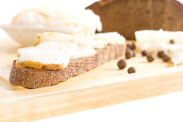 Photo of brown bread sandwich with lard