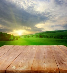 Foto op Plexiglas summer background with wooden planks © Lilya
