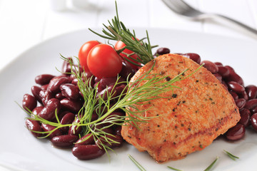 Marinated pork chop with red beans