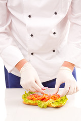 Chef making sandwiches