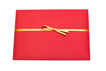 Isolated red envelope with ribbon
