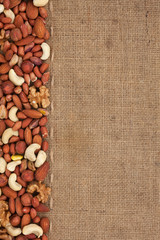 Line, mix nuts  and burlap for the menu