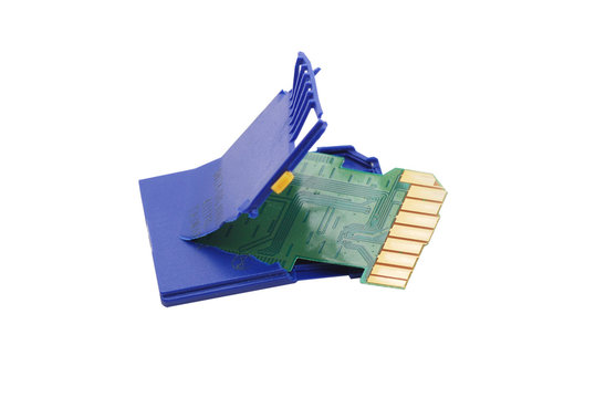 Damage SD card on isolate white background