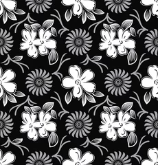 Photo sur Aluminium Fleurs noir et blanc Fond d& 39 écran fleur sans couture royale