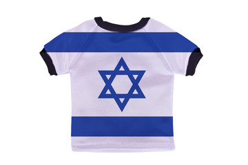 Small shirt with Israel flag isolated on white background