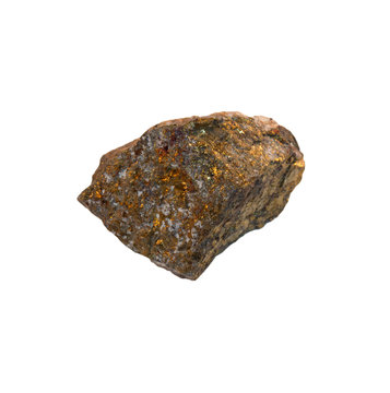 Gold ore stone on white background
