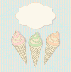 Three icecream cones with a blank label