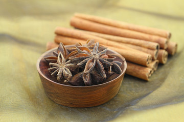 Star anise and cinnamon sticks